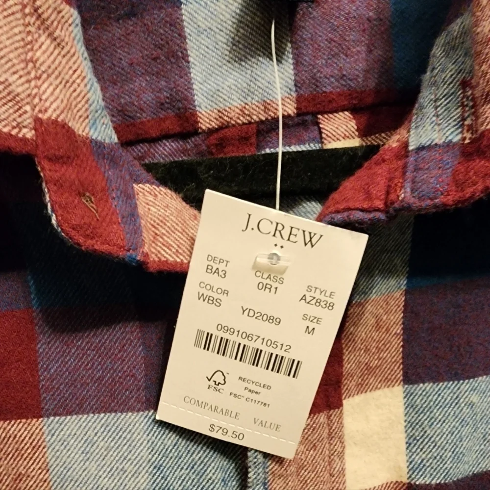 NWT J.CREW MEN'S Slim Fit Plaid Flannel Shirt M $79.50 Re-imagined 100% Cotton